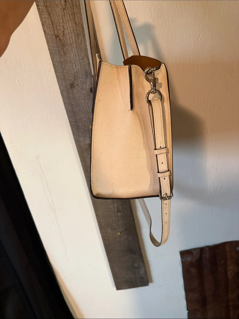 Coach Pebbled Leather Tote in Light Cream